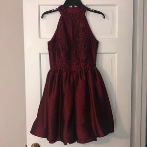 Maroon beaded homecoming dress
